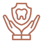 Hands holding a tooth emblem shield.