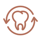 Tooth icon with circular arrows around it.